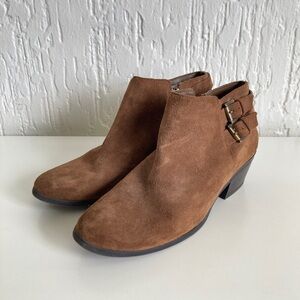 Sam Edelman Brown Suede Buckle Ankle Booties Size 7